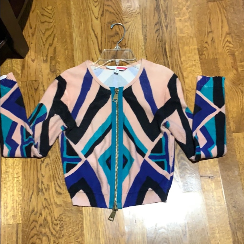 TRACY REESE for Anthropologie Fun retro geometric patterned sweater knitXS